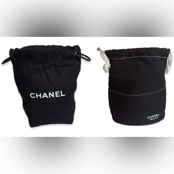 CHANEL Handbags - EUC Lot of 2x [Chanel] Black Canvas Drawstring Pouch Makeup Jewelry Bags
